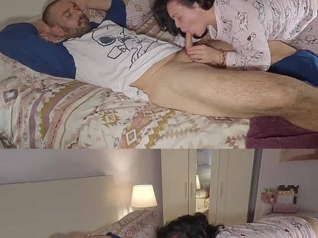 Mi esposa culona se pone cachonda y cabalga mi polla hasta que me corro dentro. Creampie casero