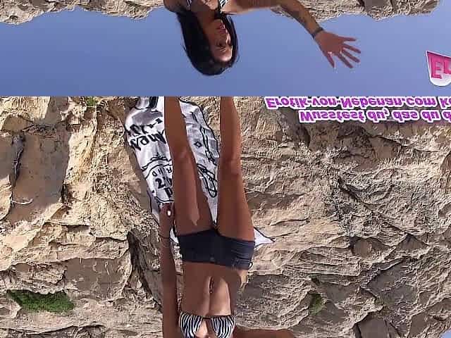 Sexy German Latin babe bangs on vacation at the beach
