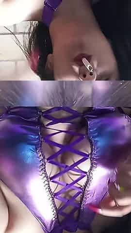 Smoking in Shiny Sexy Lingerie