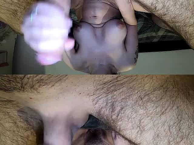 Early morning slow tugjob with giant dong