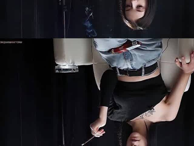 Skinny Playgirl Is Smokin' One Red