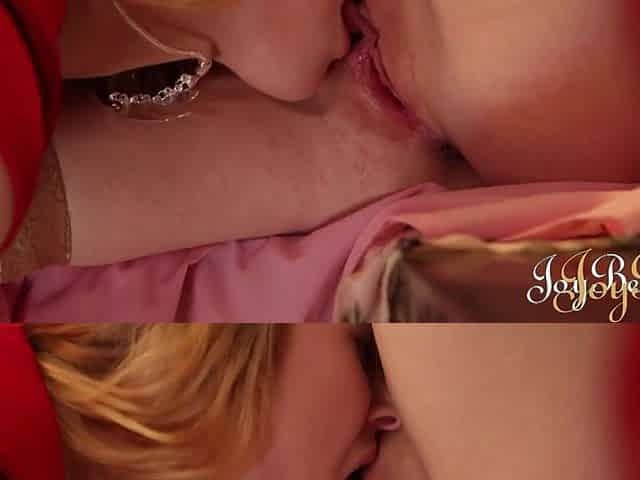 Blond Lesbo Sweethearts Ashleigh Doll And Satine Spark Have a fun Fleshly Session