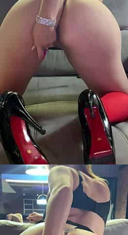 Sweet and naughty amateur babe Holly jerking off a hard