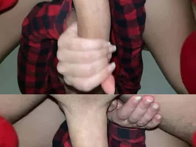 Footjob Fantasy with Daddy - Red Stockings Tease and Cum