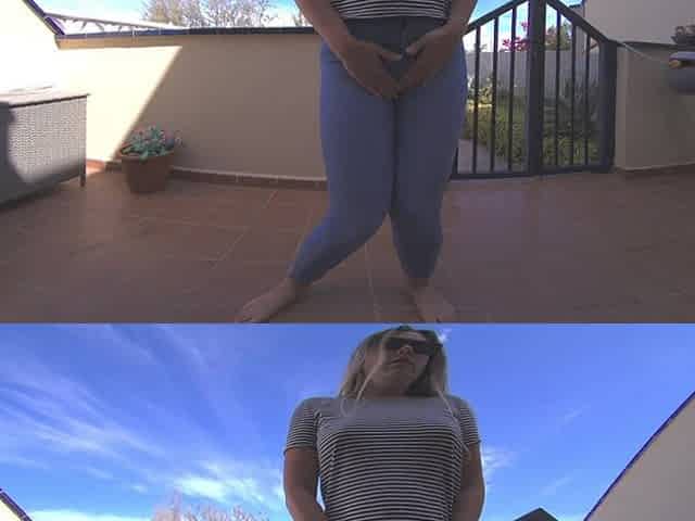 Desperate Outdoor Jeans Wetting Pee