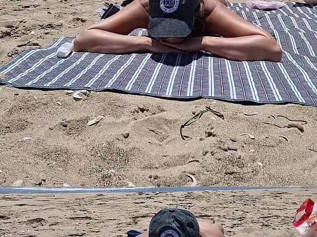 youthful woman gets drilled on the beach by a stranger screwing from behind
