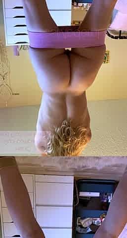 Amateur blonde Kaira in mini skirt masturbation scene