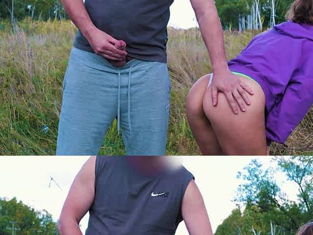 A Stranger with a Perfect Ass Caught a Guy Jerking off Outdoors and Fucked Him!