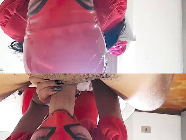 Astonishing POV oral job with oral-job creampie, on red hose and breathtaking heels