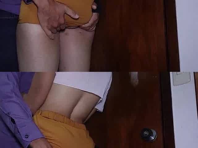 Secretary catches her boss out of pants in the utility room