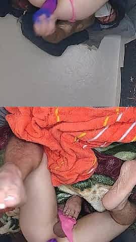 Nude feet sissy in chastity solo toy masturbation gaping showing corpulent booty