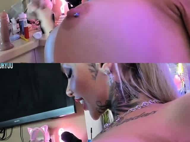 Amateur milf flashing her big boobs in a public place