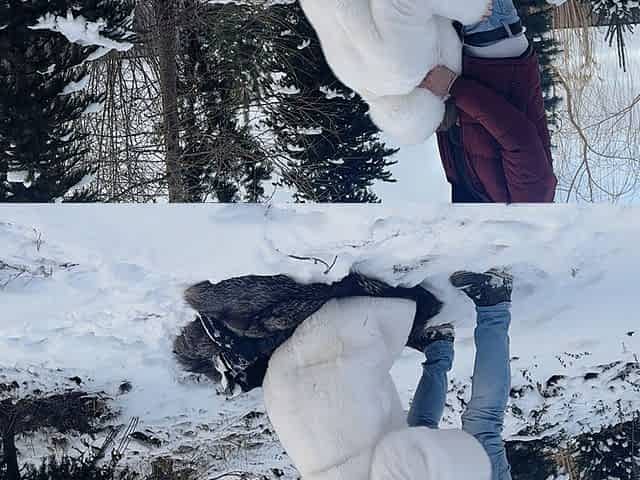 Quick Outdoor Fuck on Snow in a Snow-white Fur Coat