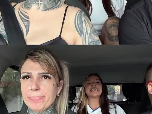 We picked up a teacher in front of the school! And took her to bang in the car.