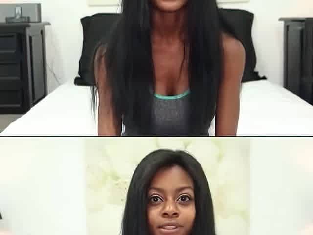 Ebony teen sucking cocks and swallows cum