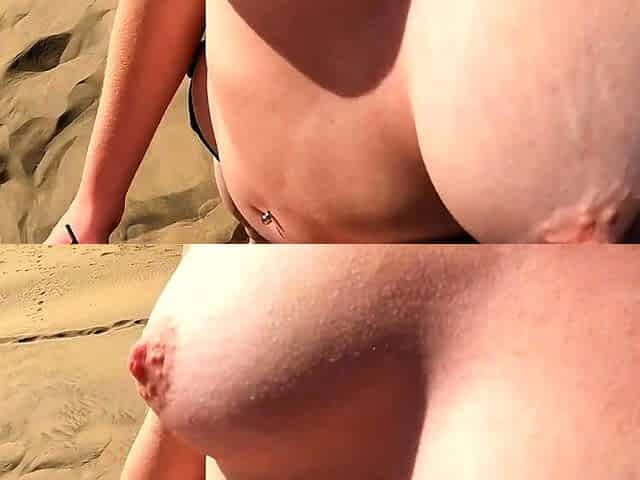 CAUGHT! Men watch us fuck on public nude beach - join us