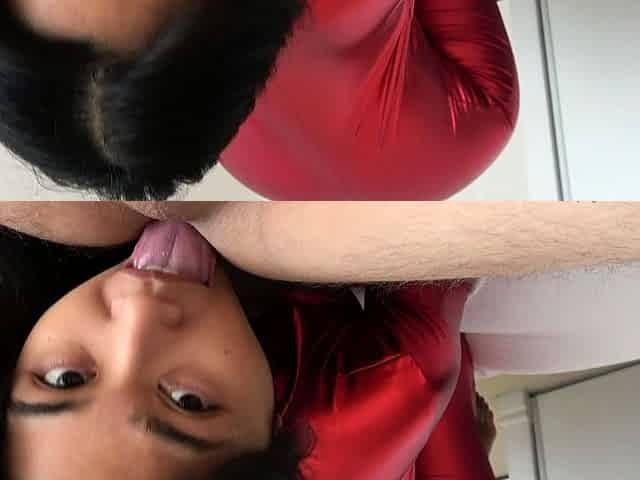 Dark haired amateur blowjob and handjob in fake taxi