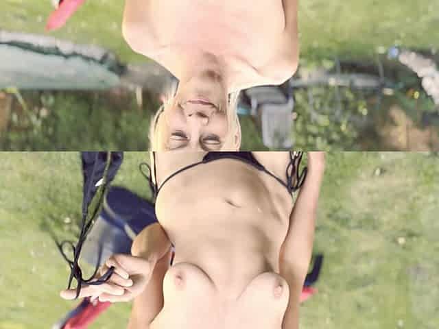 Horny Blonde Slut Fucked While Gardening!