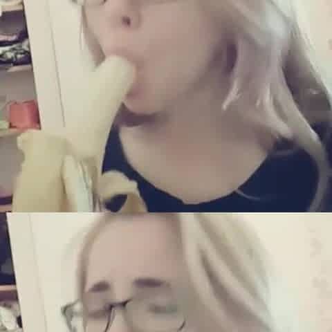 Compilation eighteen year old teen sucks a banana, imagining that it's a shlong