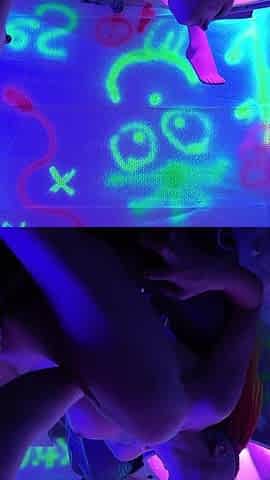 Trashy Neon Girl on Girl Strap Om Fuck