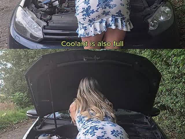 Stranger caught me with car breakdown and helps me out for butt banging