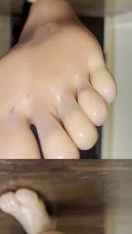 Oiled Clear Latex toe socks after a lengthy day of work