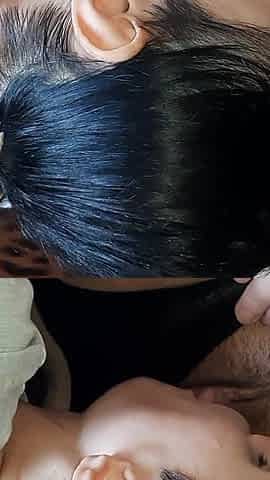 My Girlfriend Hot and Passionately Licks My Hairy Pussy