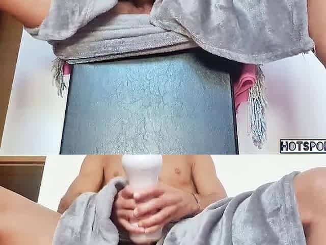 The almost all glamorous penis in the world masturbating with a fleshlight - groaning and cum inside