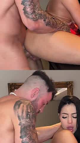 Sexy Brunette Getting a Big Dick Deep Down Her Tight Ass and a Creampie! Bruna Sackmann