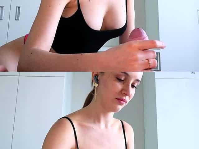 Perfect Big Natural Tits Blonde Stepsister Helps Stepbro Cum