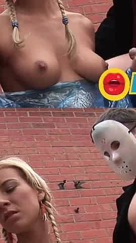 Big ass small tits blonde gets pounded in a threesome