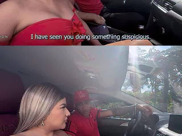 Tiny golden-haired screws her boyfriend's ally in his car - Brandon Cruz & Naty Delgado