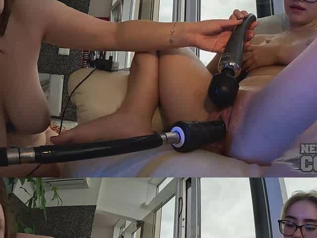 Mickey First Time Bangout From The Fucking Machine With Her Friend Vanessa Klein Vibrating Her