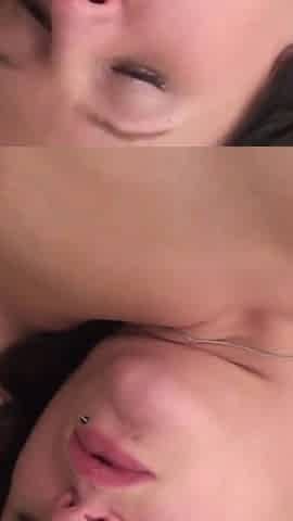 Brunette teen gets facial in the bedroom