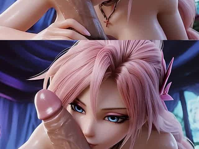 Lucky Star Hentai Waifu: 20yo Blonde-pink Twin-tail Slut Begs for Monster Cock in Magical Forest