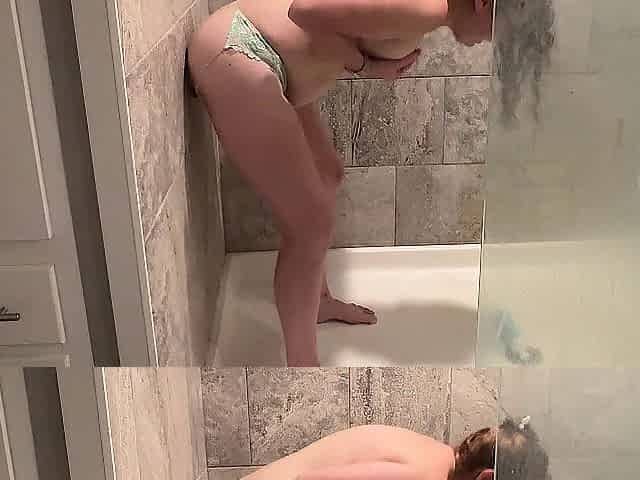 Horny Jewish Wife screws herself in the shower