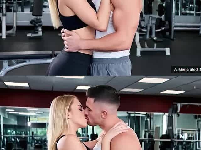 AI Gen hawt sport chick and fit chap having sex in the gym
