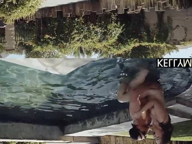 Ryan isn't going to let a topless cutie in his pool out of taking full advantage of the situation...in the pool.
