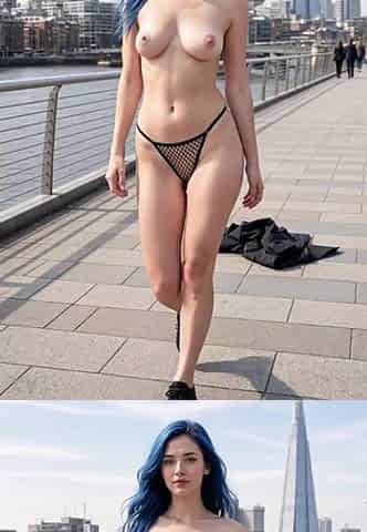 BLUE HAIR UNDRESSED LONDON TRAVEL [ai]