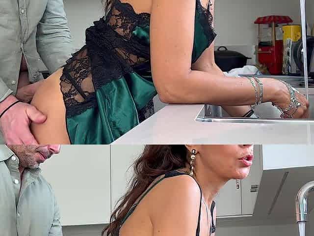 Smokin' hawt mother I'd like to fuck gets load in her taut booty whilst doing the dishes