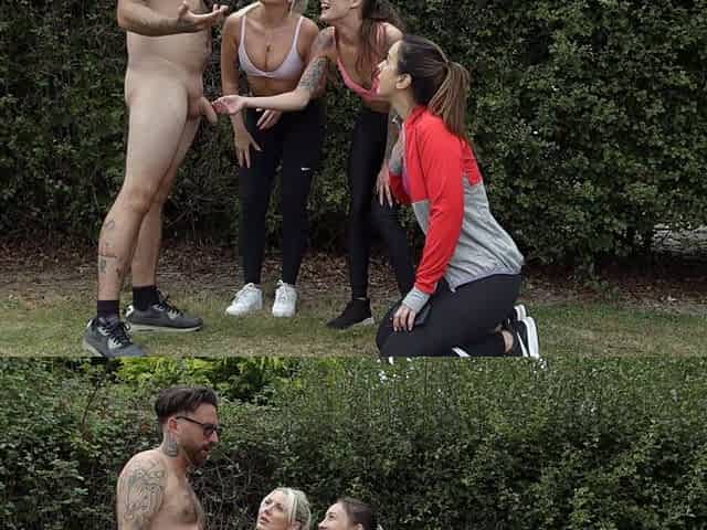Charlotte Rose, Kayleigh Davis, Emily Walters in a wild group encounter - out in public