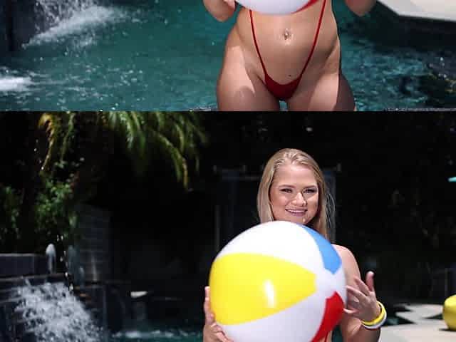 Two guys, including Isiah Maxwell, are having fun with a girl with long hair.