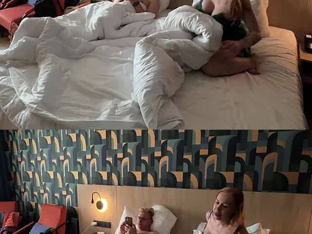 Step Stepmom Shocked When Step Stepson Cums on Her Face in Hotel Share Bed! Full Video