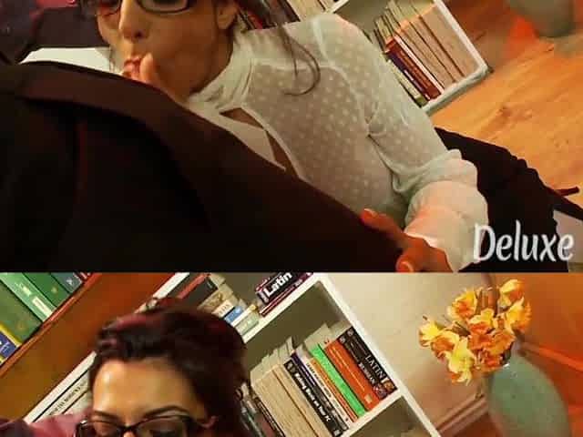 Tiny Brunette hair With Glasses Gets Drilled Hard In The Office