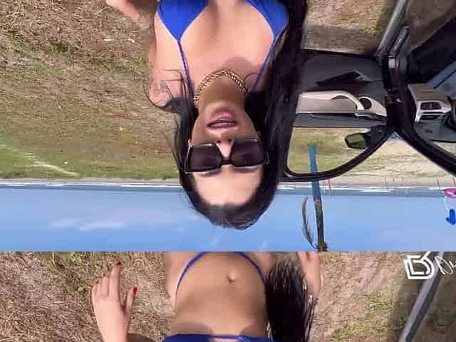 Dirty dark-haired fledgling milf Drii Cordeiro had a super-fucking-hot suck off by the river.