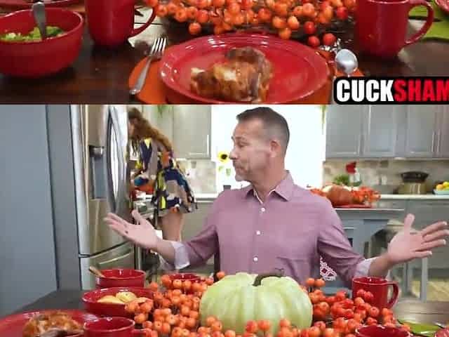 Cuckold spouse sharing wife with Thanksgiving Day guest