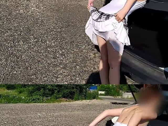 Crazy Exhibitionist Naked Drives A Car And Flashing With Holes In The Mall (no Panties, Upskirt)