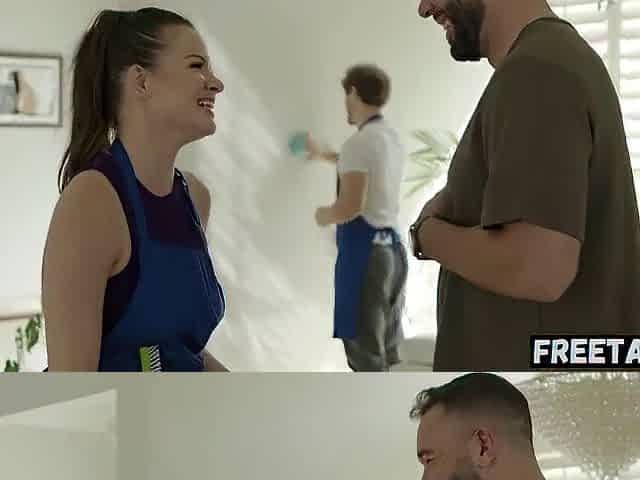 Maid Alison Rey Flirts With Rich Customer Will Pounder In Front Of Her Spouse