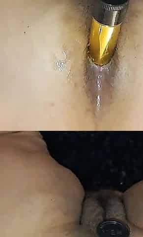 WildEnglishBBW bent over pushing 12inch dildo out my ass
