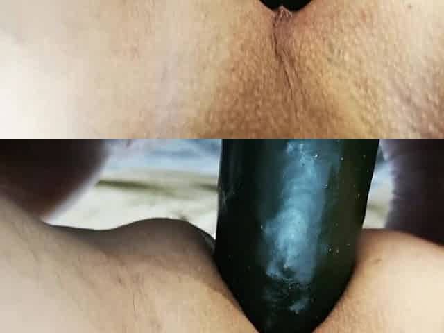 cucumber butt bang close up